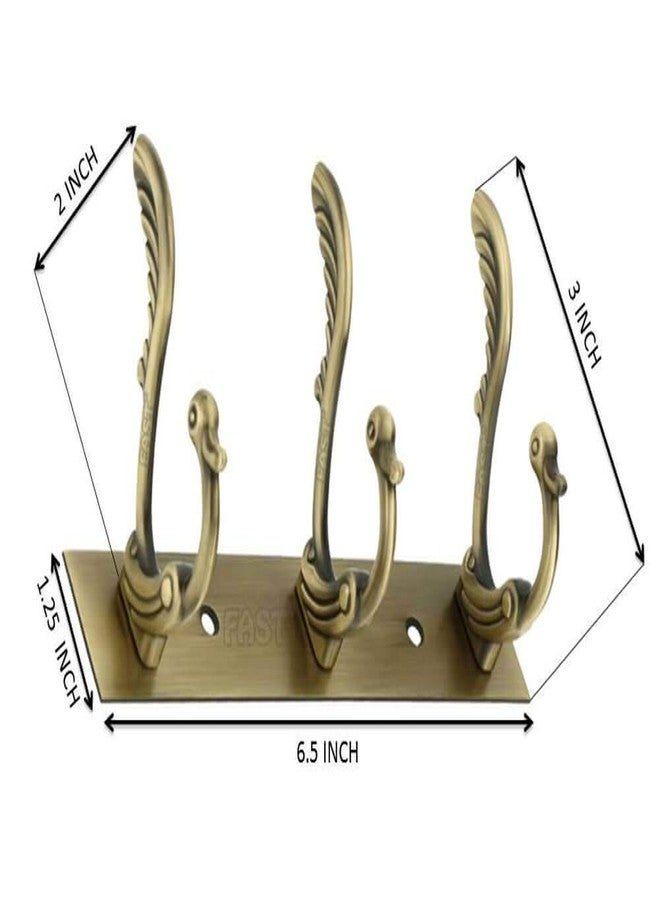 FAST CH13 Peacock Brass Antique Finish Stainless Steel Towel Hook & Cloth Hooks for Door and Wall Mounted Hanger (3 Double Hanging Hooks) - Image 2